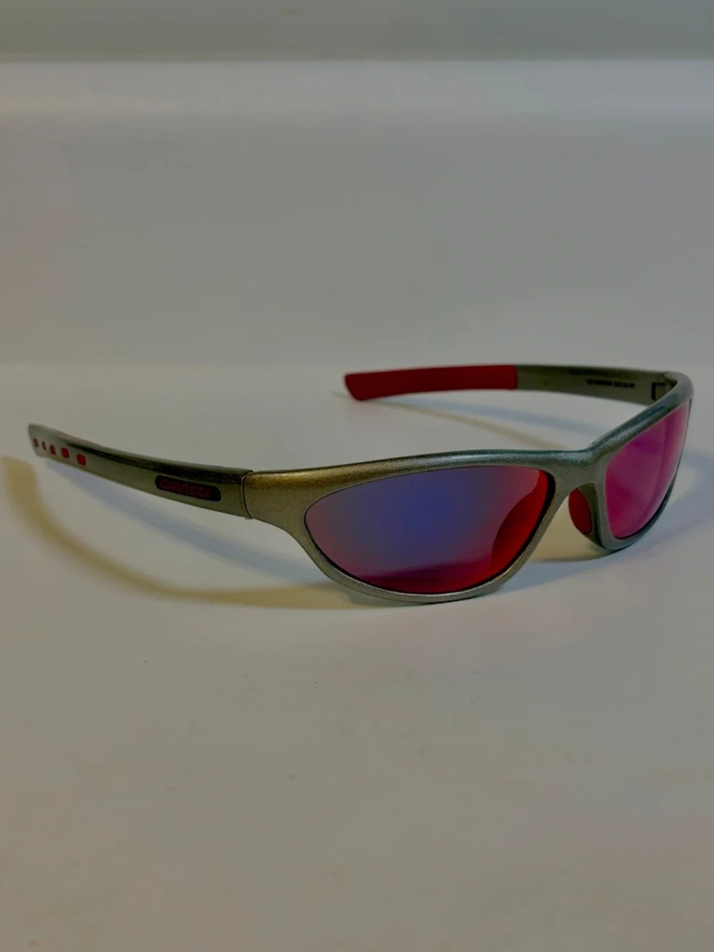 Vintage Carrera Arrow Y2K Silver Sport Wrap Around Sunglasses Retro Streetwear
